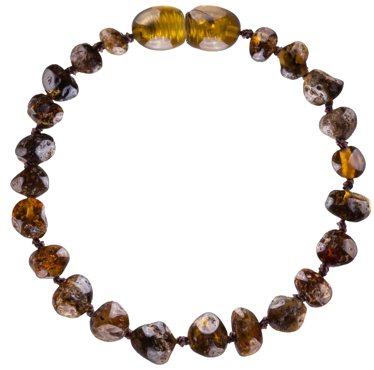 Baltic Amber Bracelet or Anklet - Polished Green - Children's - Image 2
