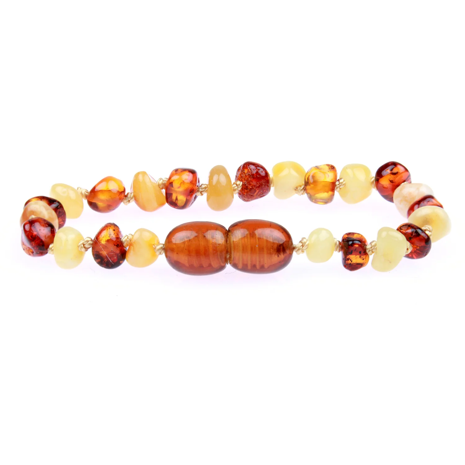 Baltic Amber Bracelet or Anklet - Polished Milk + Cognac - Children's