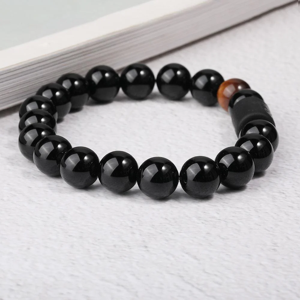 Libra Zodiac Bracelets - Black Onyx & Tiger Eye Stone - Beaded Bracelets (Adults 8.5") - Image 3