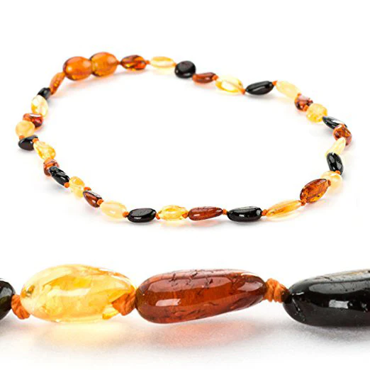 Baltic Amber Necklace - Multicolor Beans - Children's - Image 3