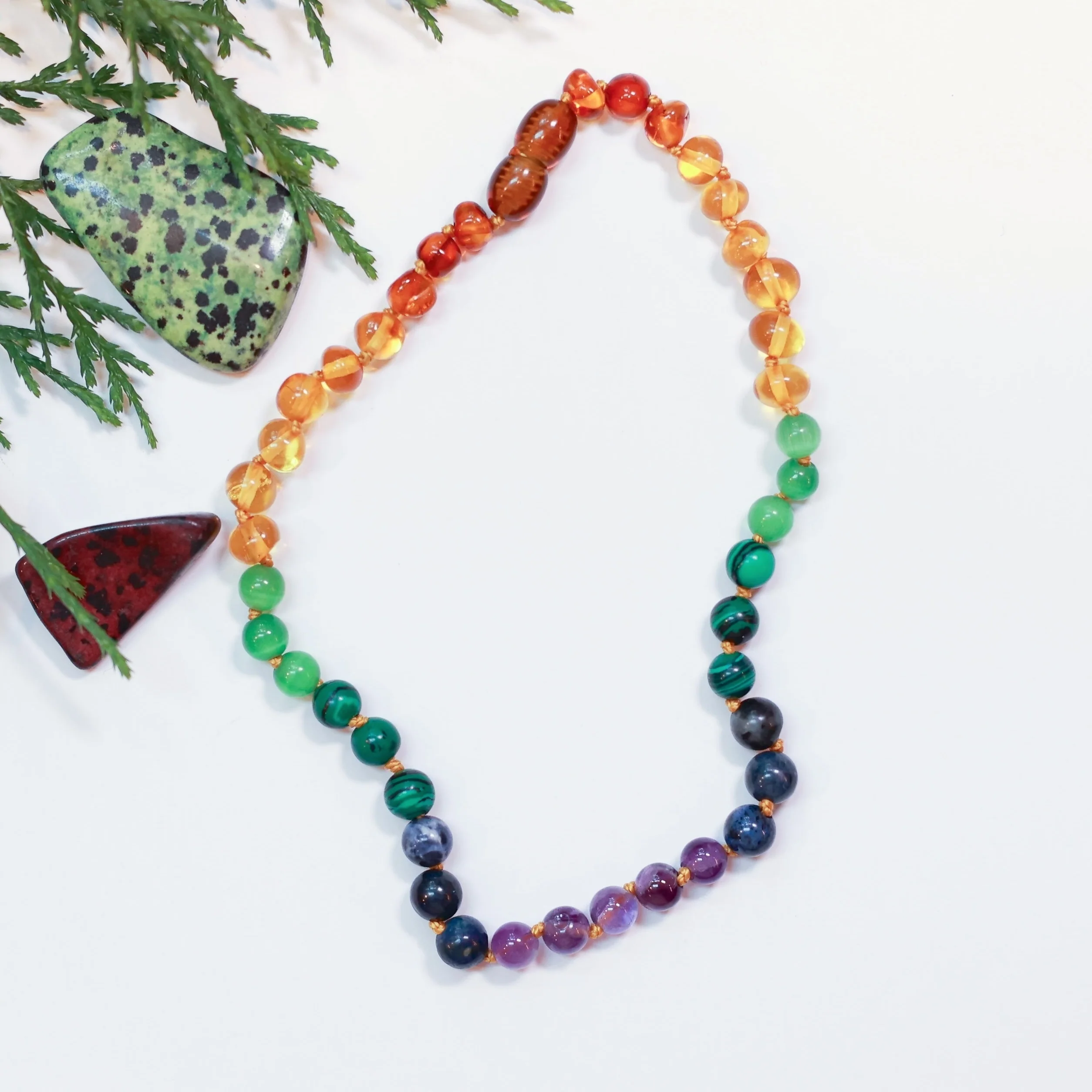 Baltic Amber Necklace - Rainbow Semi Precious - Children's - Image 3